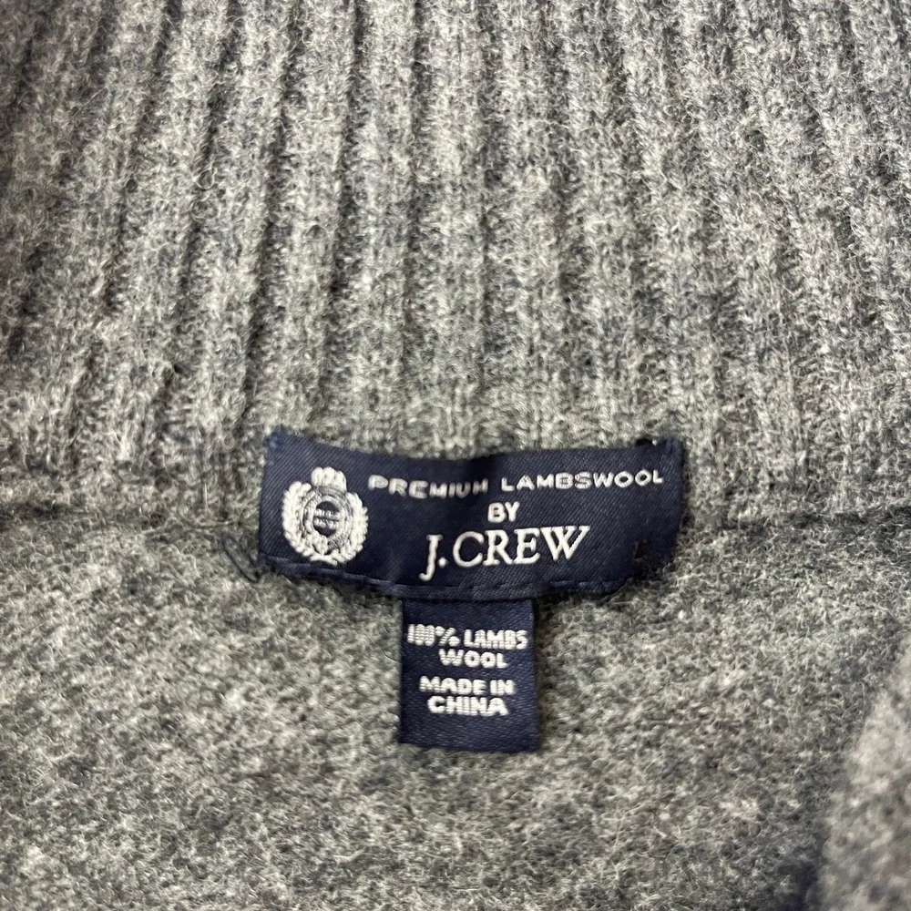 J. Crew Sweater Mens Small* Grey Argyle Lambswool Quarter Zip Luxury Preppy